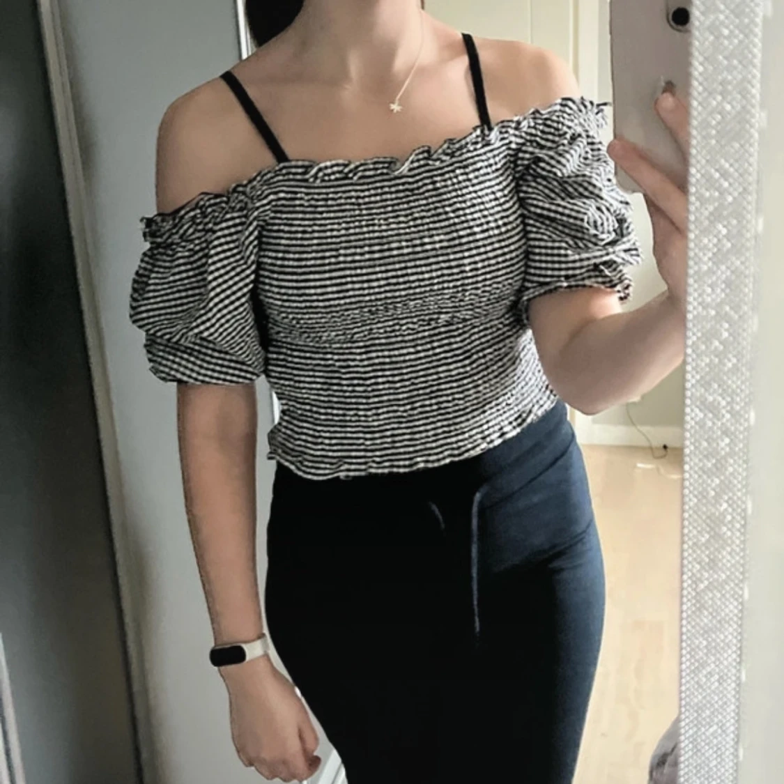 Svartvit rutig topp - 91