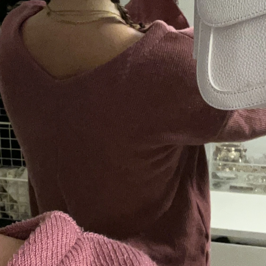 Rosa ribbad tröja - 90