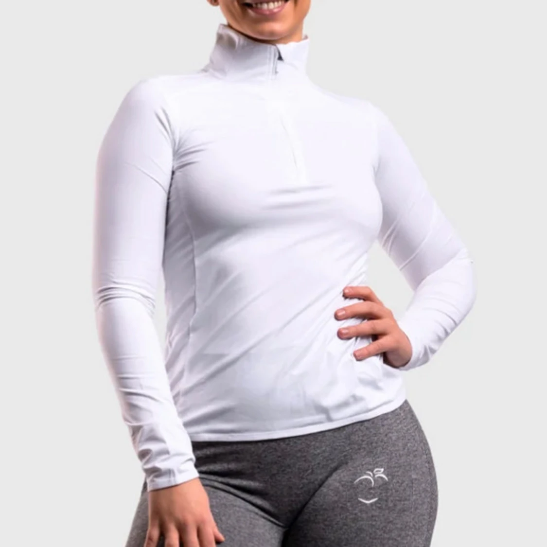 Vit träningsjacka med dragkedja