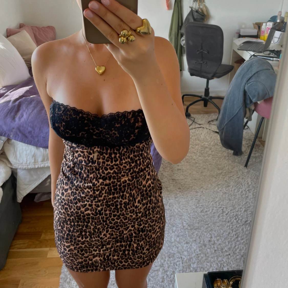 Leopard klänning  - 90