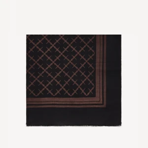 NY - Scarf Cornelia, By Malene Birger - NY - Elegant svart halsduk med brunt mönster (dark chocolate) från by Malene Birger. Mjuk lättviktsull. 100 x 100 cm. Helt ny med etiketten kvar. Nypris: 1000 kr