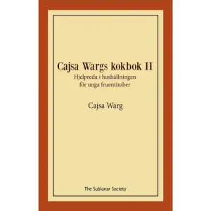 1755 gav Cajsa Warg (1703-69) ut Hjelpreda i hushållningen för unga fruentimber, en nydanande kokbok som blev en stor succé. Bokens recept byggde på råvaror som var relativt tillgängliga och måttangivelserna respektive tillagningstiderna var mer exakta än brukligt vid den här tiden. Ett stort antal upplagor följde och boken kom under lång tid att betraktas som alla husmödrars bibel. Cajsa Warg har med verket sedermera kommit att betraktas som den svenska kokkonstens moder. Idag känner de flesta bara till Cajsa Warg till namnet varför en ny upplaga av hennes bok kan vara på sin plats. Denna nya kompletta utgåva i två volymer bygger på den femte upplagan av Cajsa Wargs bok, vilken gavs ut 1770, ett år efter hennes död. Förutom ursprungsboken innehåller den ett bihang med kompletteringar, skrivna av Warg och publicerade första gången i den fjärde upplagan, utgiven 1765. För att öka tillgängligheten har vi valt att tillfoga en del ord- och begreppsförklaringar samt en förklaring av de i originalutgåvan förekommande måttenheterna.    Format Häftad   Omfång 244 sidor   Språk Svenska   Förlag The Sublunar Society   Utgivningsdatum 2020-11-13   ISBN 9789189235021  