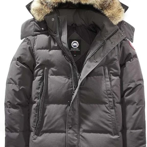 Grå dunjacka med pälsdetalj - Säljer en grå dunjacka från Canada Goose i mycket bra skick. Jackan har en stor huva med pälsdetalj och är perfekt för kalla vinterdagar. Den har en dragkedja och knappar framtill för extra skydd mot kylan. Supervarm och stilren! Skriv privat så löser vi jackan🫡