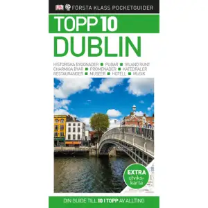 Oavsett om du reser första klass eller med liten reskassa, tar denna guide dig raka vägen till det bästa Dublin har ett erbjuda. Upptäck Trinity College, ta en promenad i Phoenix Park, eller i James Joyce fotspår. Upptäck kyrkorna, museerna eller barnens favoriter. Dussintals topplistor – från myter och legender till festivaler, hotell och pubar – ger all den expertkunskap du som besökare kan behöva. Hitta rätt utan problem med hjälp av de detaljerade utvikskartorna och de många mindre kartorna inne i boken. Vad du än söker – här är din guide till 10 i topp av allting. Nu med extra utvikskarta!    Format Häftad   Omfång 144 sidor   Språk Svenska   Förlag Legind A/S   Utgivningsdatum 2019-06-11   ISBN 9789174255614  