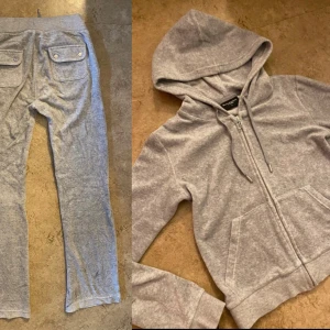 Grå mjukis set från Juicy Couture - Säljer mitt juicy couture set i grått storlek S, säljer komplett 600kr eller endast ett plagg för 300kr! Väldigt fint skick, sparsamt använt!