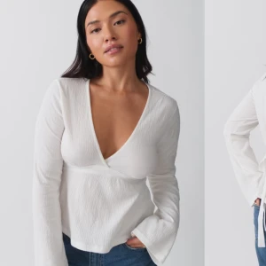 Vit omlottopp med knytband - Jätte fin blus från Gina tricot som aldrig är andvönd, i storlek m men passar även s