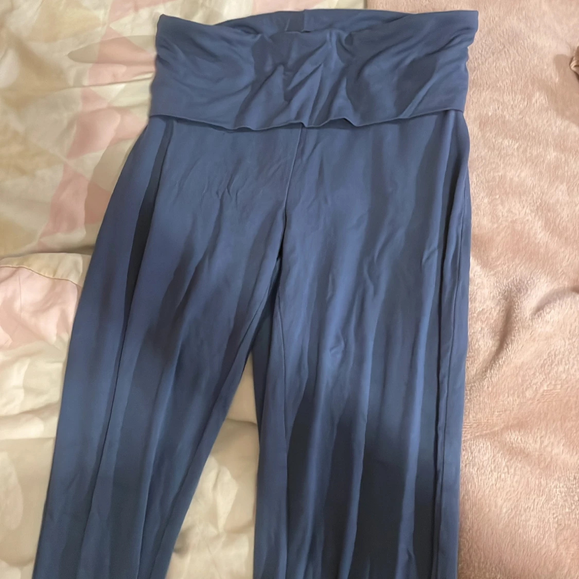 Blå byxor med hög midja joga pants