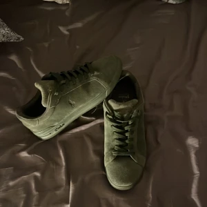 Gröna sneakers från Polo Ralph Lauren - Snygga gröna sneakers från Polo Ralph Lauren i mocka med diskret logga på sidan. Skorna har snörning och en stilren design som passar perfekt för en avslappnad look.