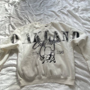 Vit sweatshirt från H&M - Säljer en vit cool sweatshirt från H&M. Tröjan är i bra skick och perfekt att ha när som. Den har långa ärmar och passar till vilka byxor som helst! (använd max 5 gånger)