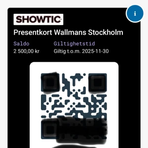 Presentkort Wallmans - Presentkort på Wallmans stockholm värde 2500