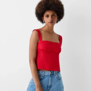Röd korsettlinne med öppen rygg - köpt i spanien från BERSHKA ❣️slide 3 är egen bild 