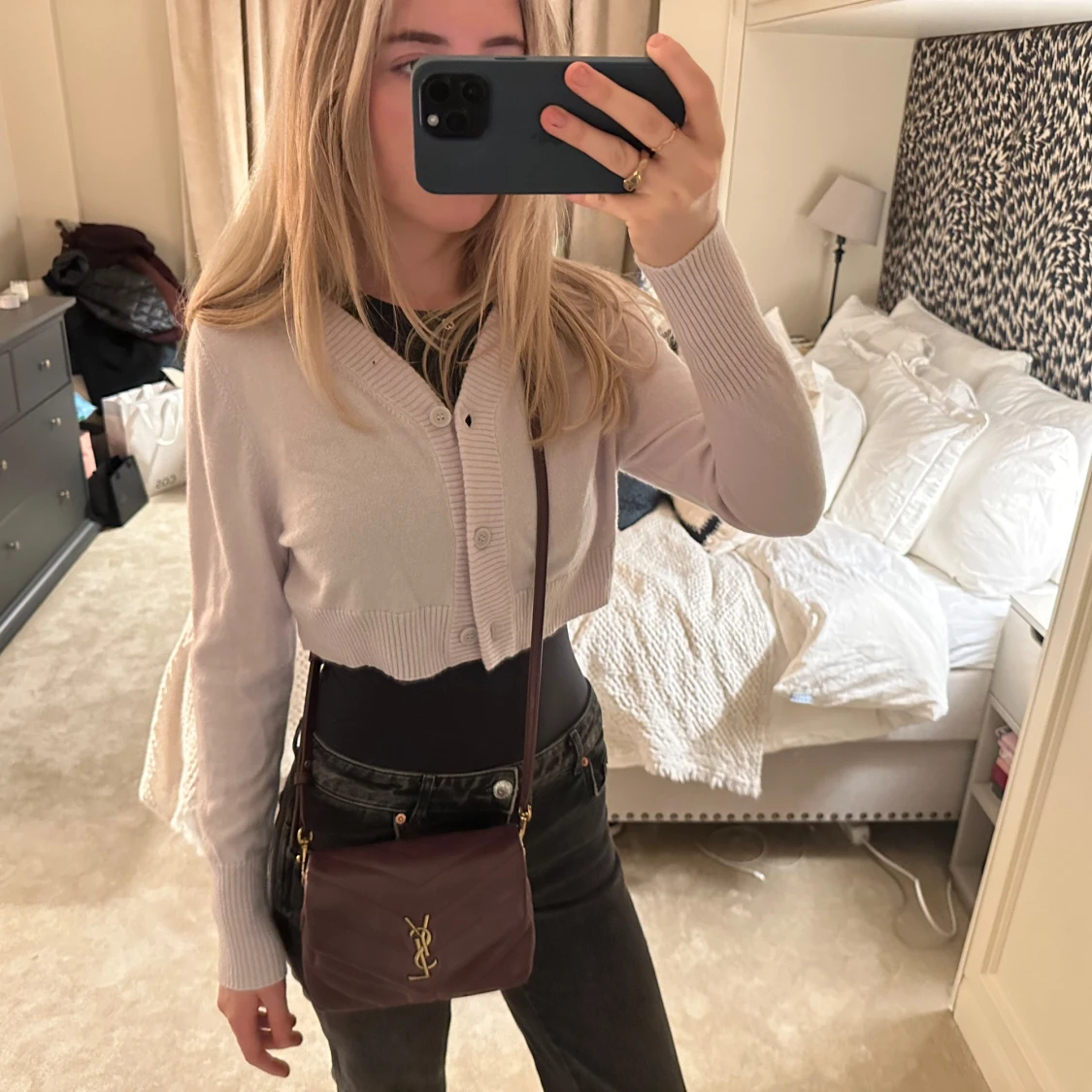 Ljuslila COS cashmere croppad kofta