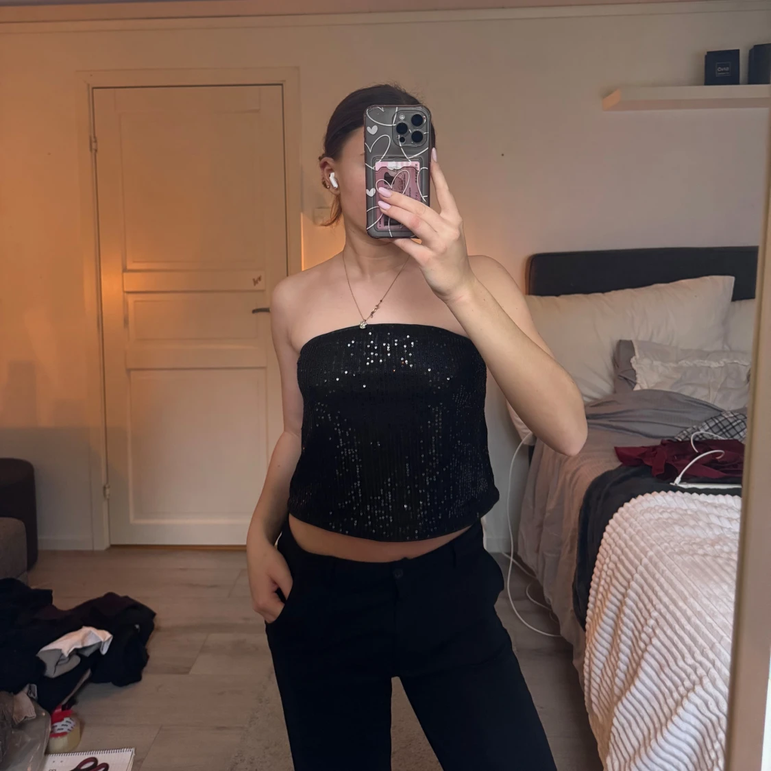 Svart paljett tubtopp