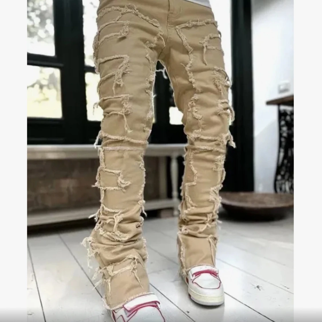 Beige slitna byxor - 93