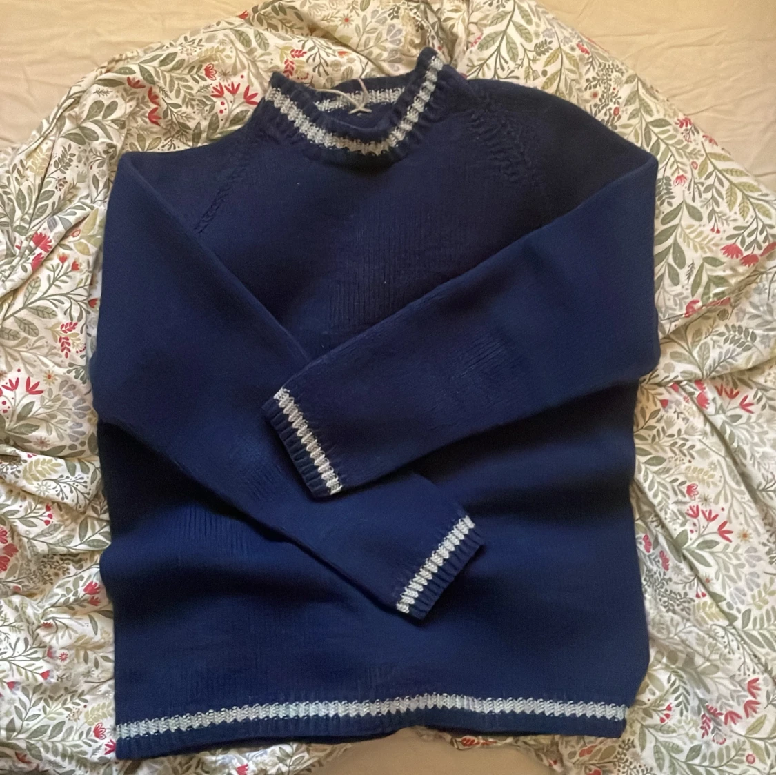 Mörkblå stickad tröja Knit Ull - 1