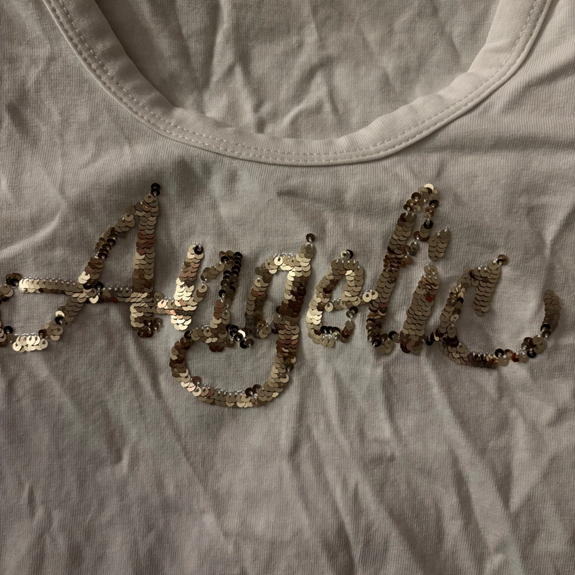 Vit linne topp med paljetter - 1