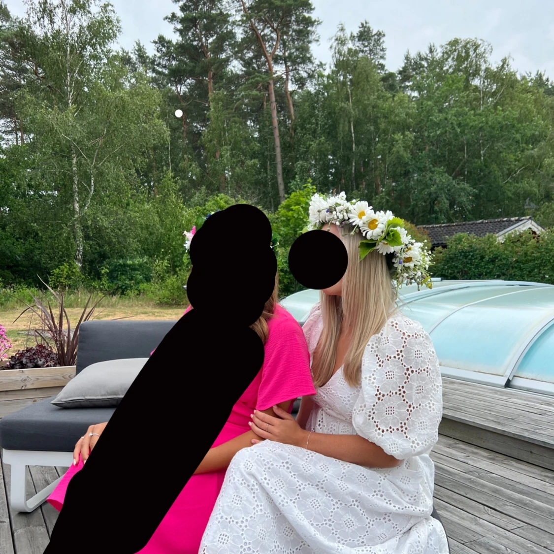 Vit klänning med puffärmar - 90