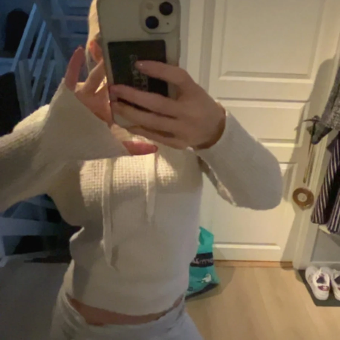 Vit stickad hoodie från Primark - 2