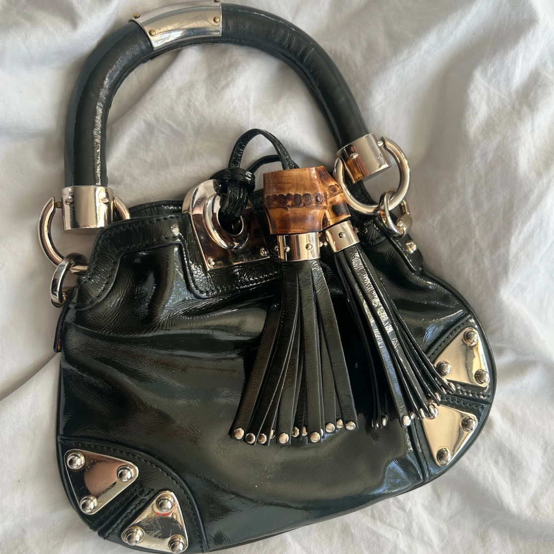 Grön retro Gucci indy väska