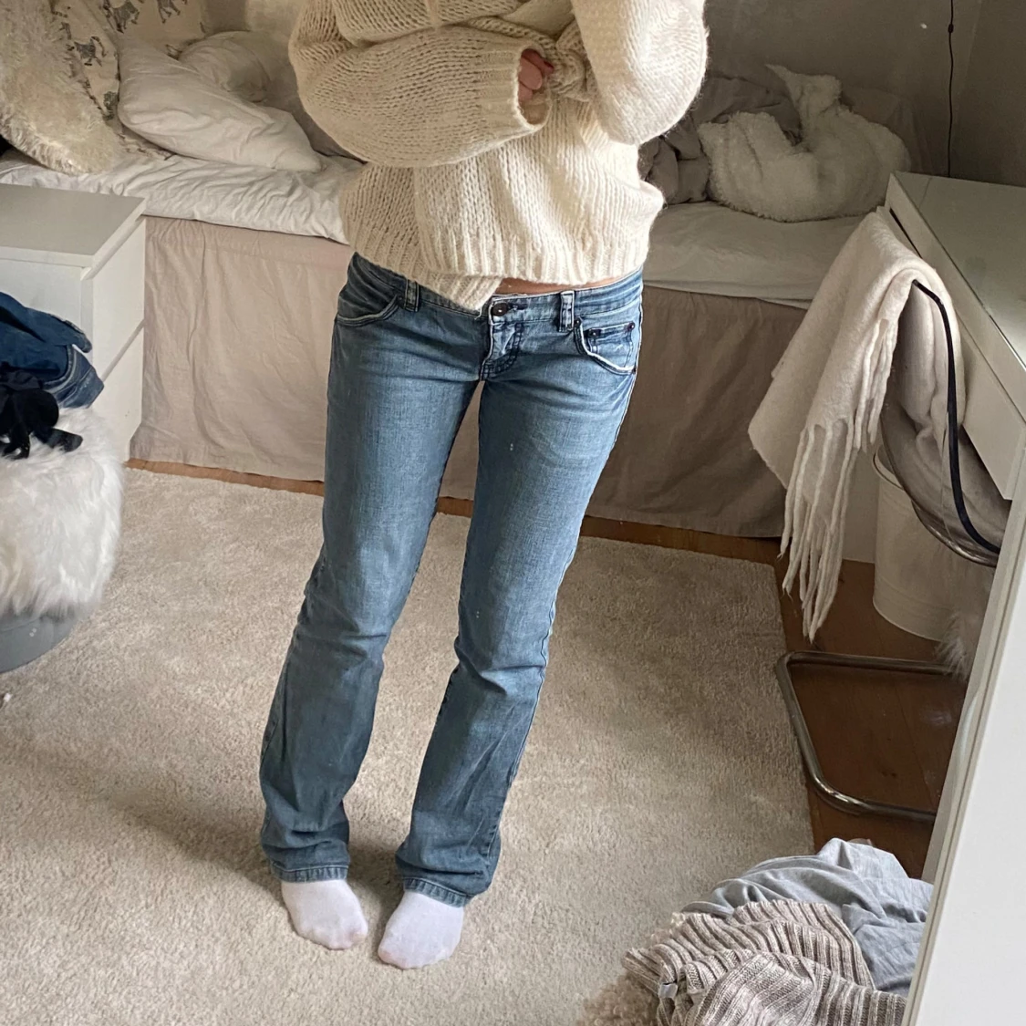 Blå bootcut jeans - 92