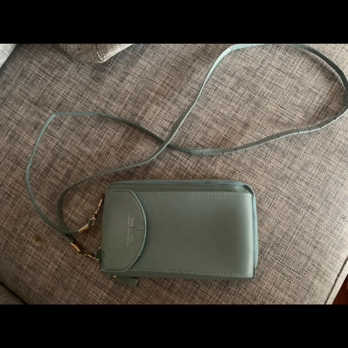 Ljusblå axelväska med dragkedja - 2