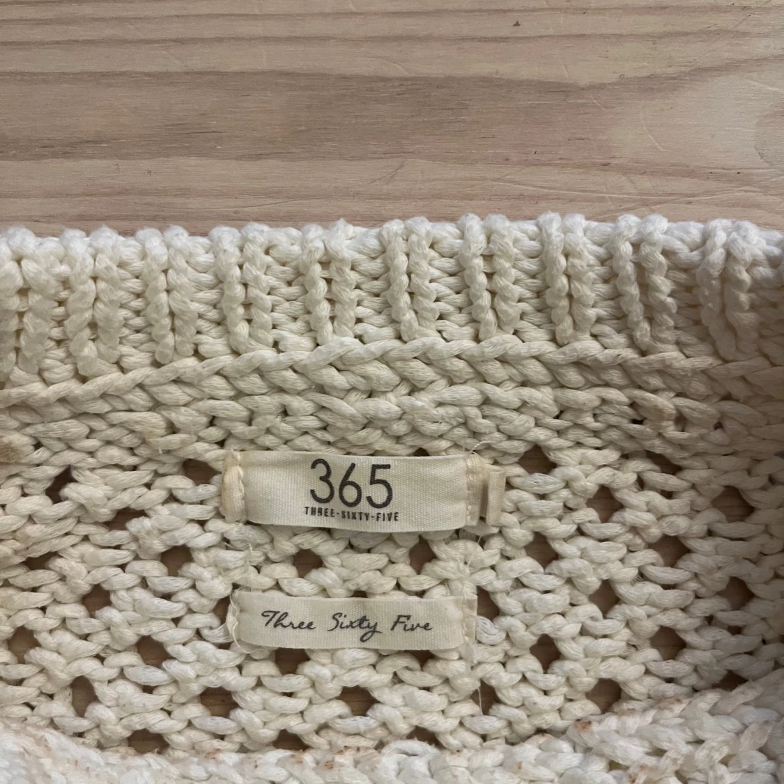 Vit stickad trekvartsärmad topp - 90