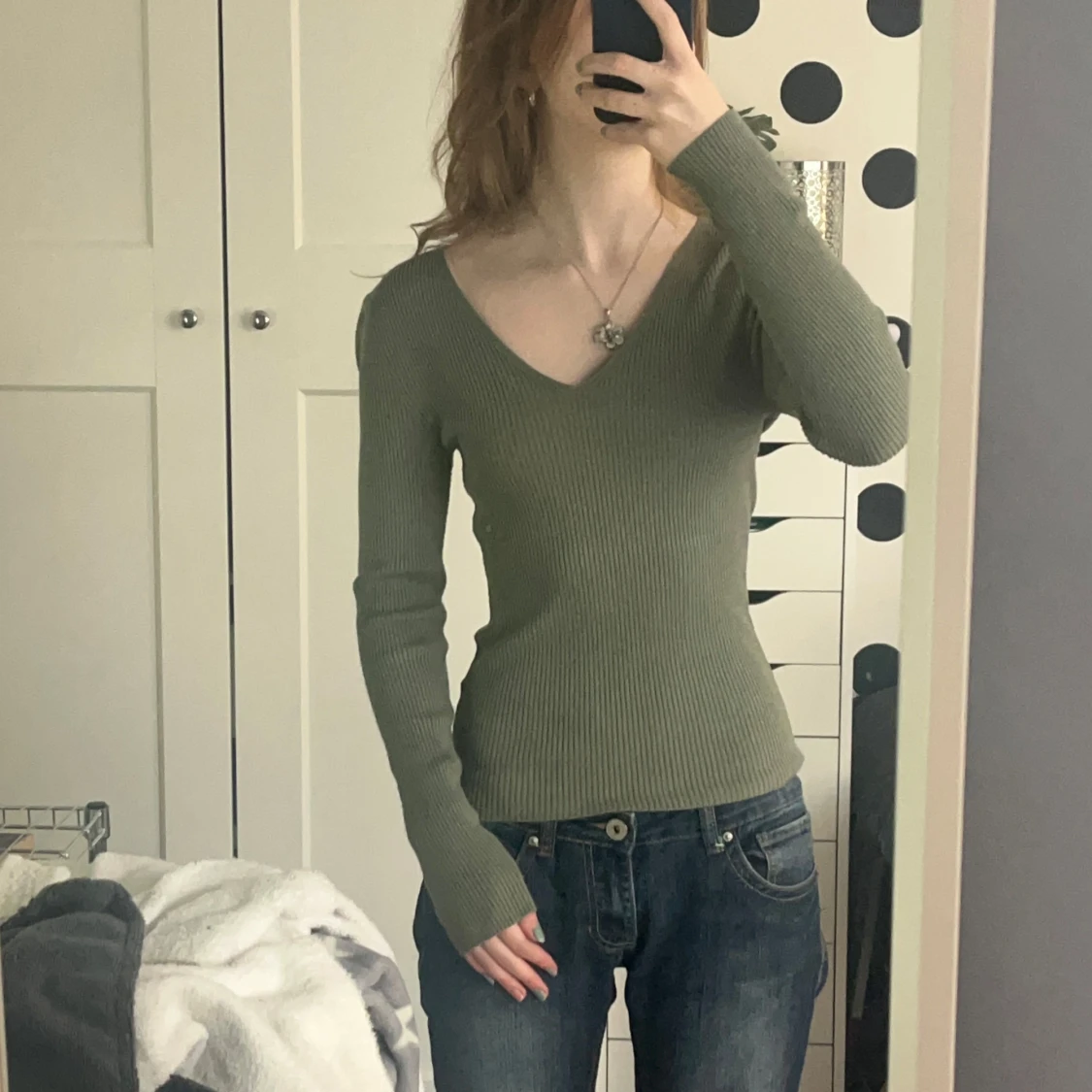 Grön ribbad tröja från Amisu - 90