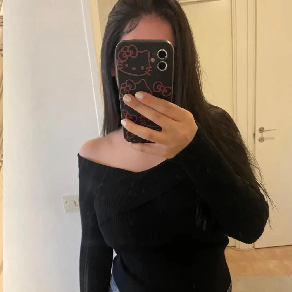 Svart offshoulder tröja - 90