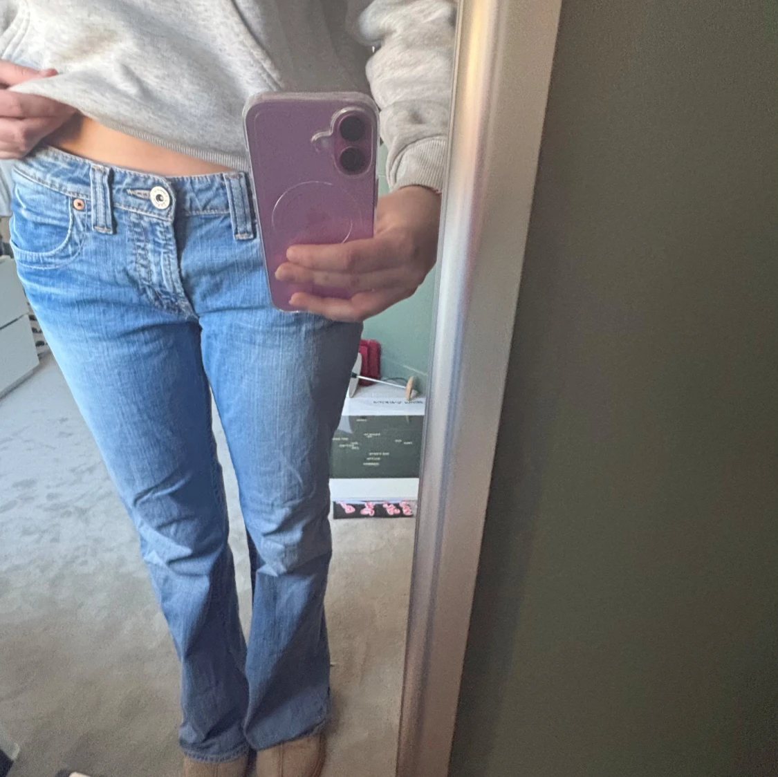 ljusblå low Rise bootcut jeans