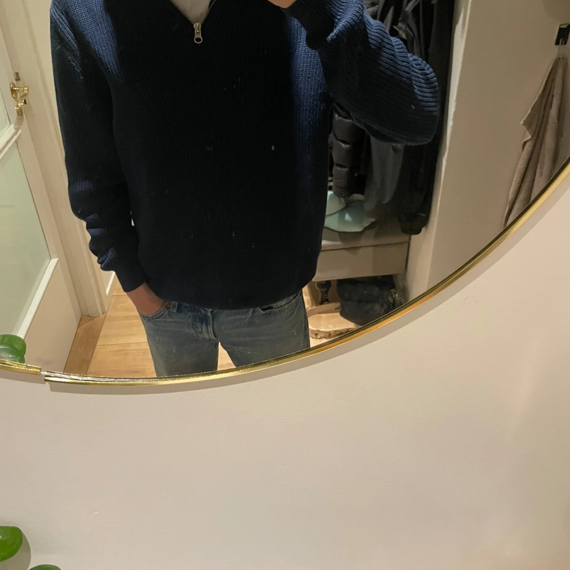 Stickad half zip - 90