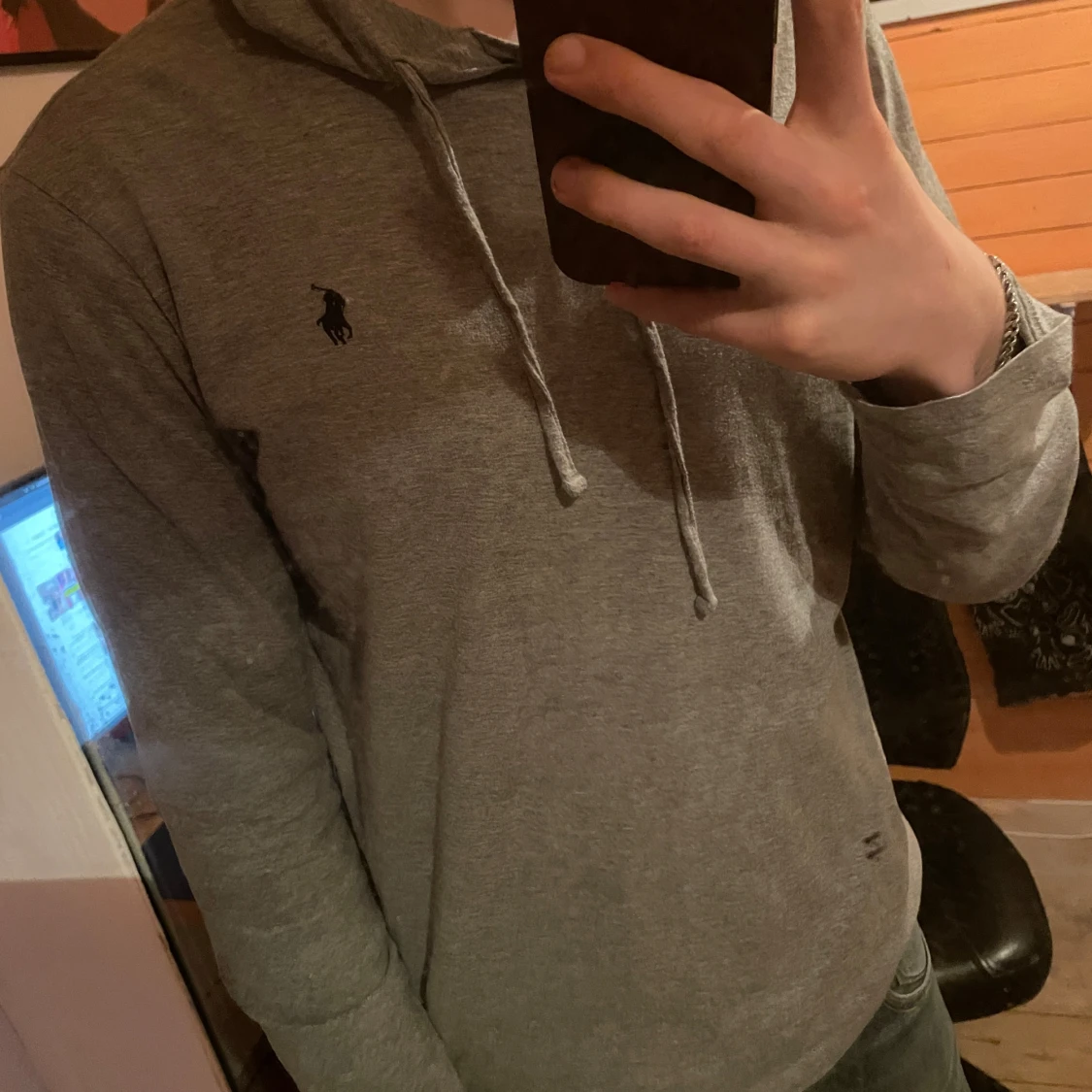 Grå hoodie från Ralph Lauren