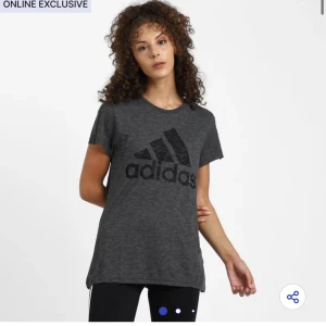 Grå träningst-shirt - Snygg grå t-shirt från Adidas med det klassiska logotyptrycket i mörkare grå på framsidan. De är använd plural gånger men inga defekter på den.