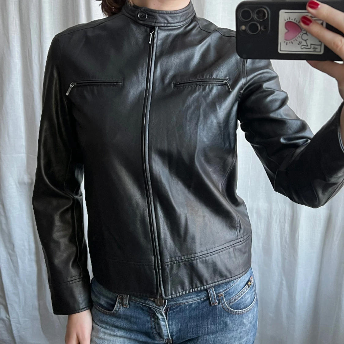 Svart skinnjacka - 90