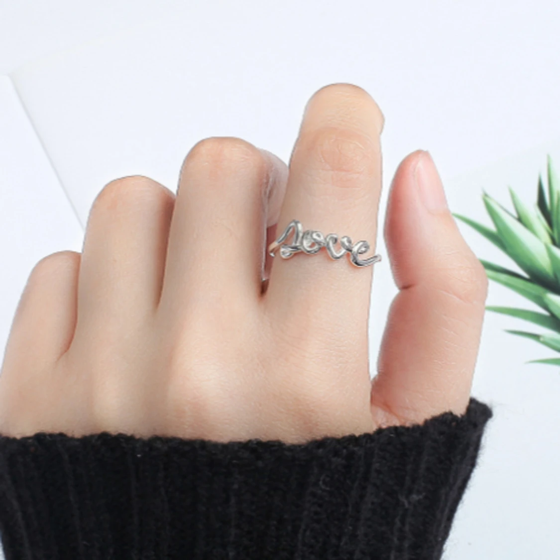 925 Silverpläterade LOVE Ring  - 90