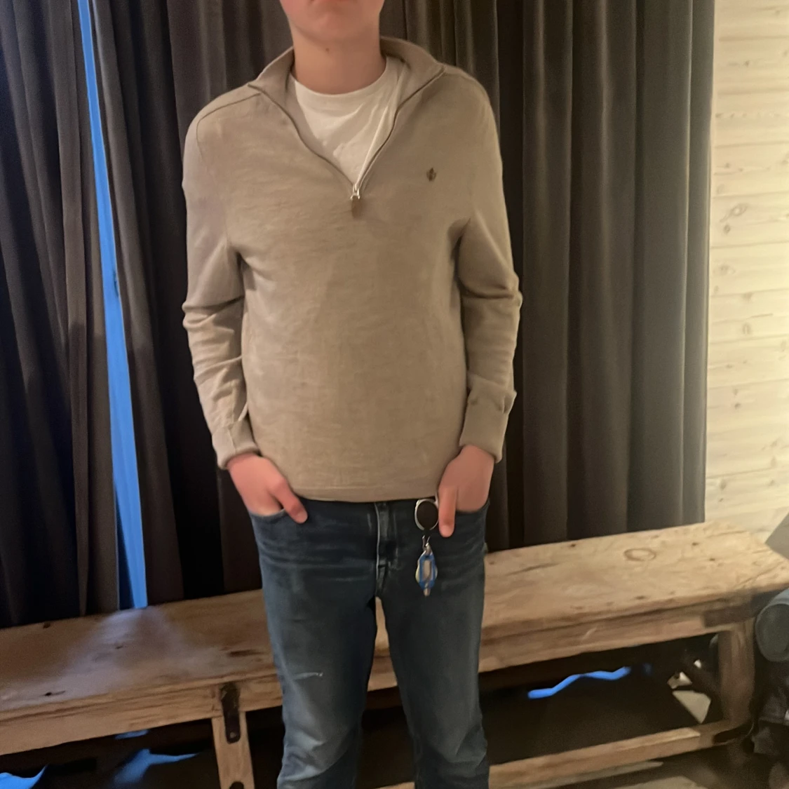 Morris half zip beige