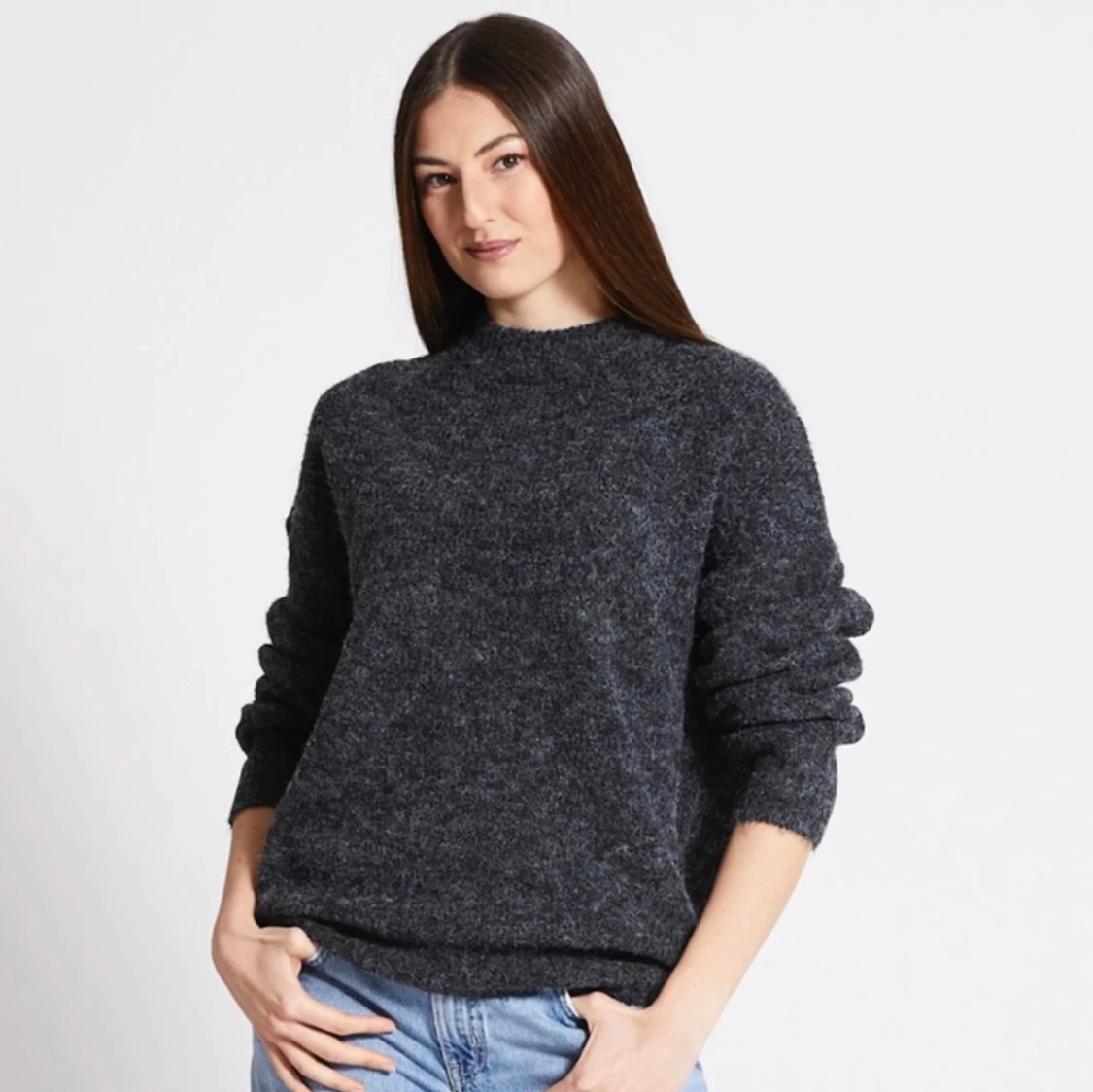 Grå stickad tröja  - 90