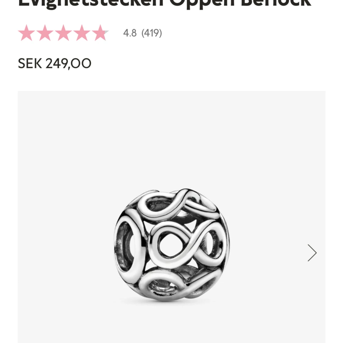 Evighetstecken  Berlock Pandora - 90