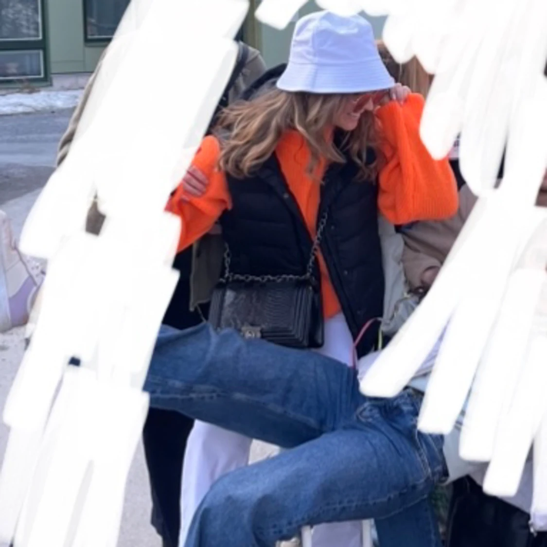 Stickad tröja orange S - 91