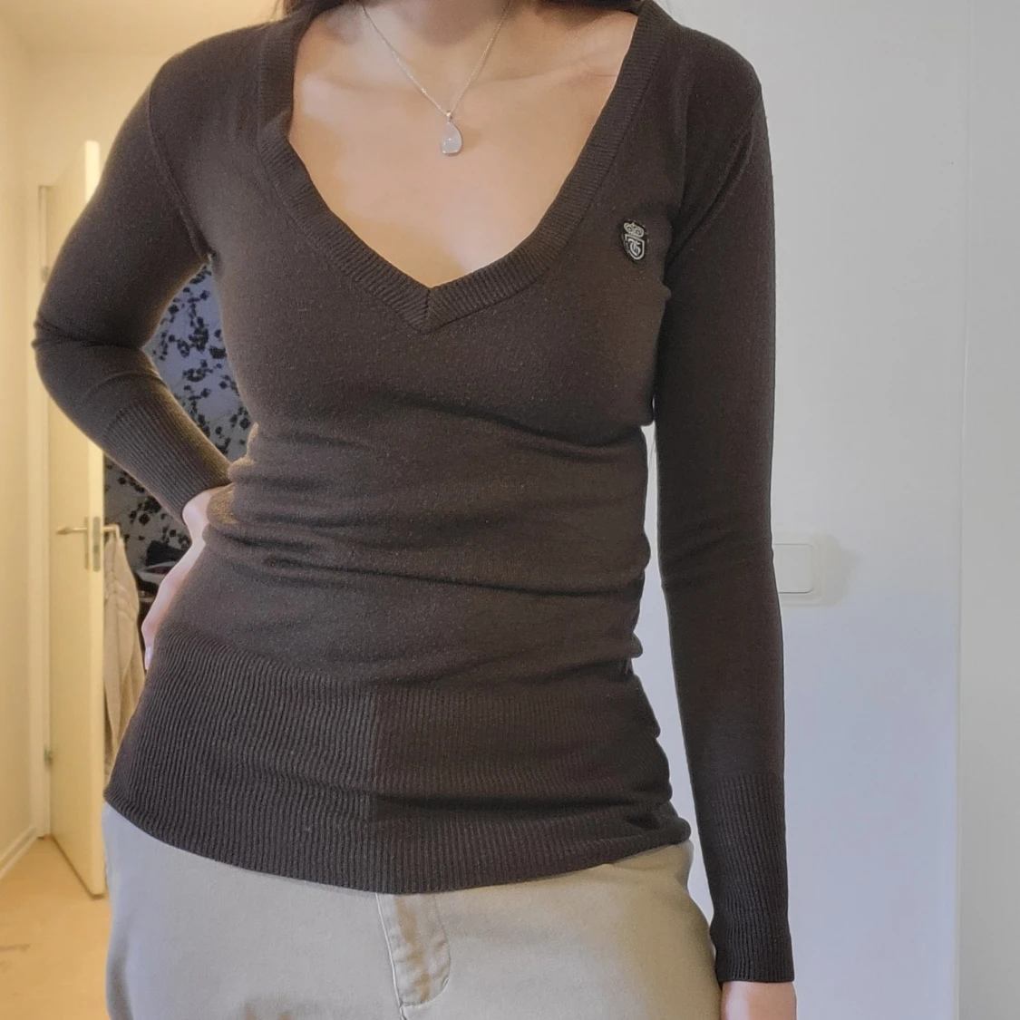 Y2K brun stickad tröja