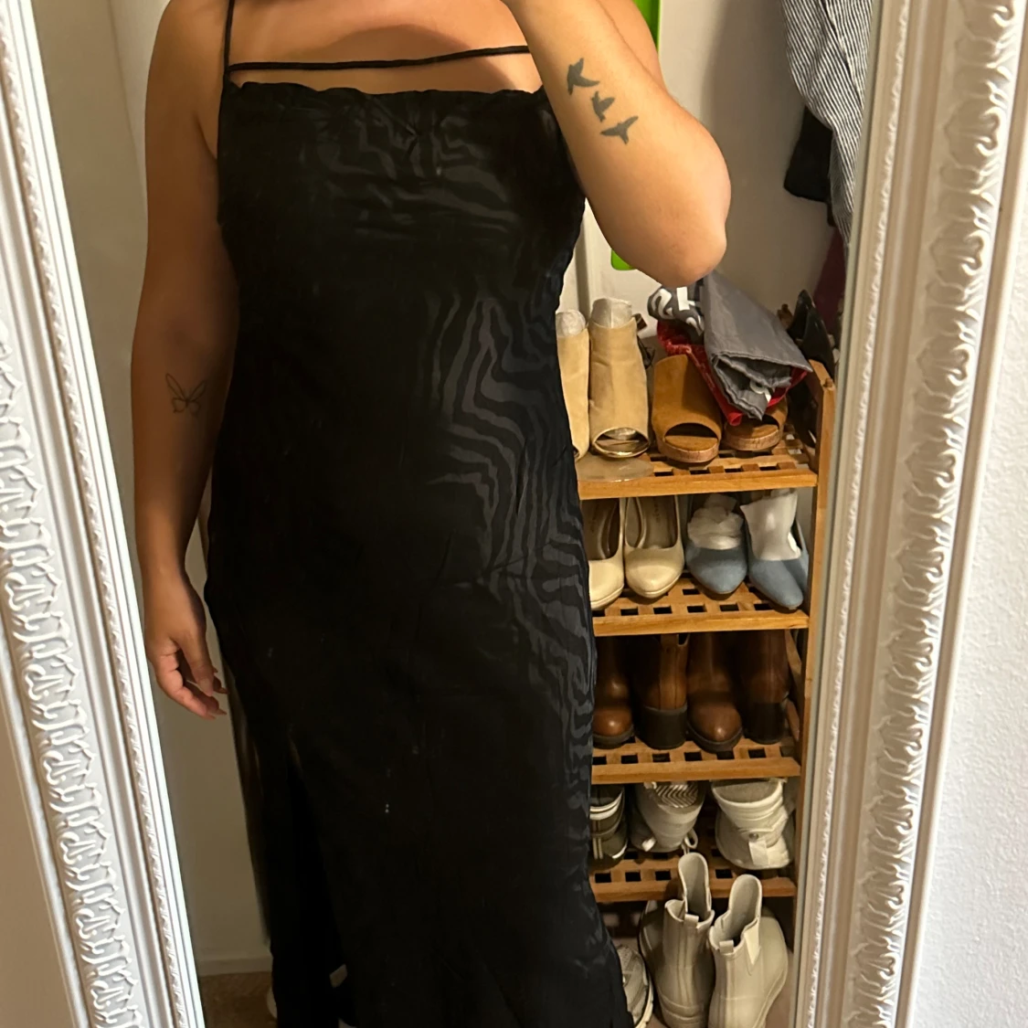 Zebramönstrad maxiklänning med slits - 90