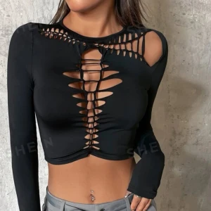 Fest tröja  - Svart stretchig nät tröja 