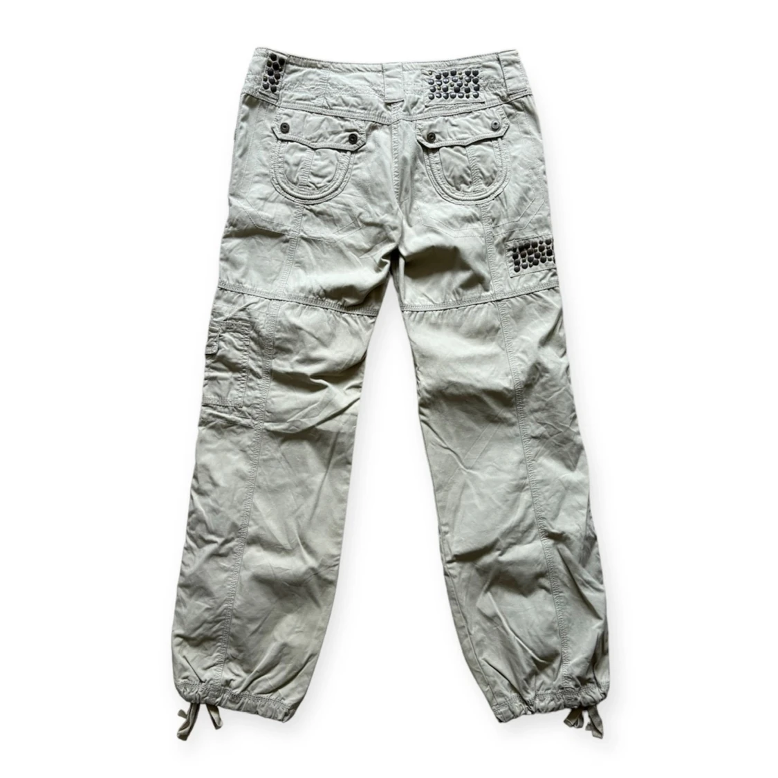 Vintage Watcher lågmidjade beige cargobyxor - 90