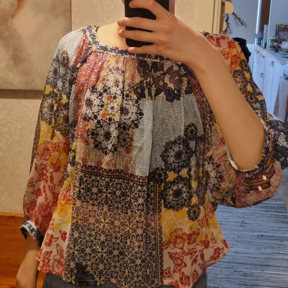 Blus med flera olika mönster - 90