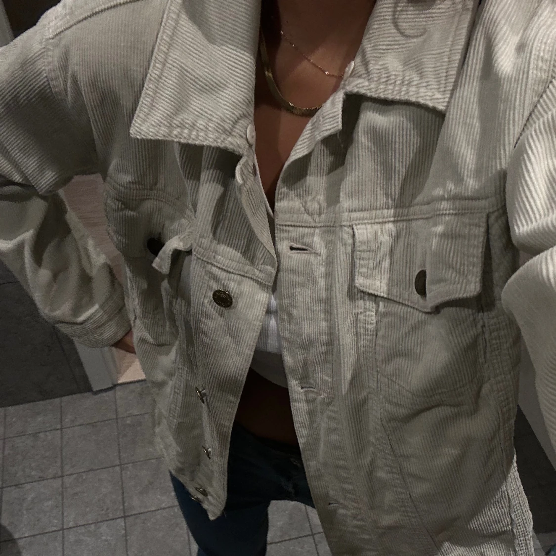 Beige/ kräm oversized jacka