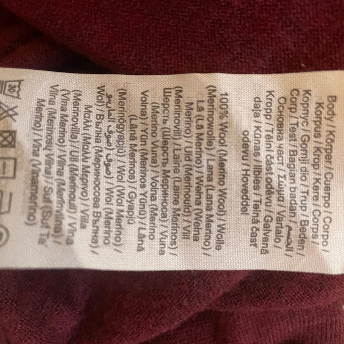 Vinröd sweatshirt 100% merinoull  - 91