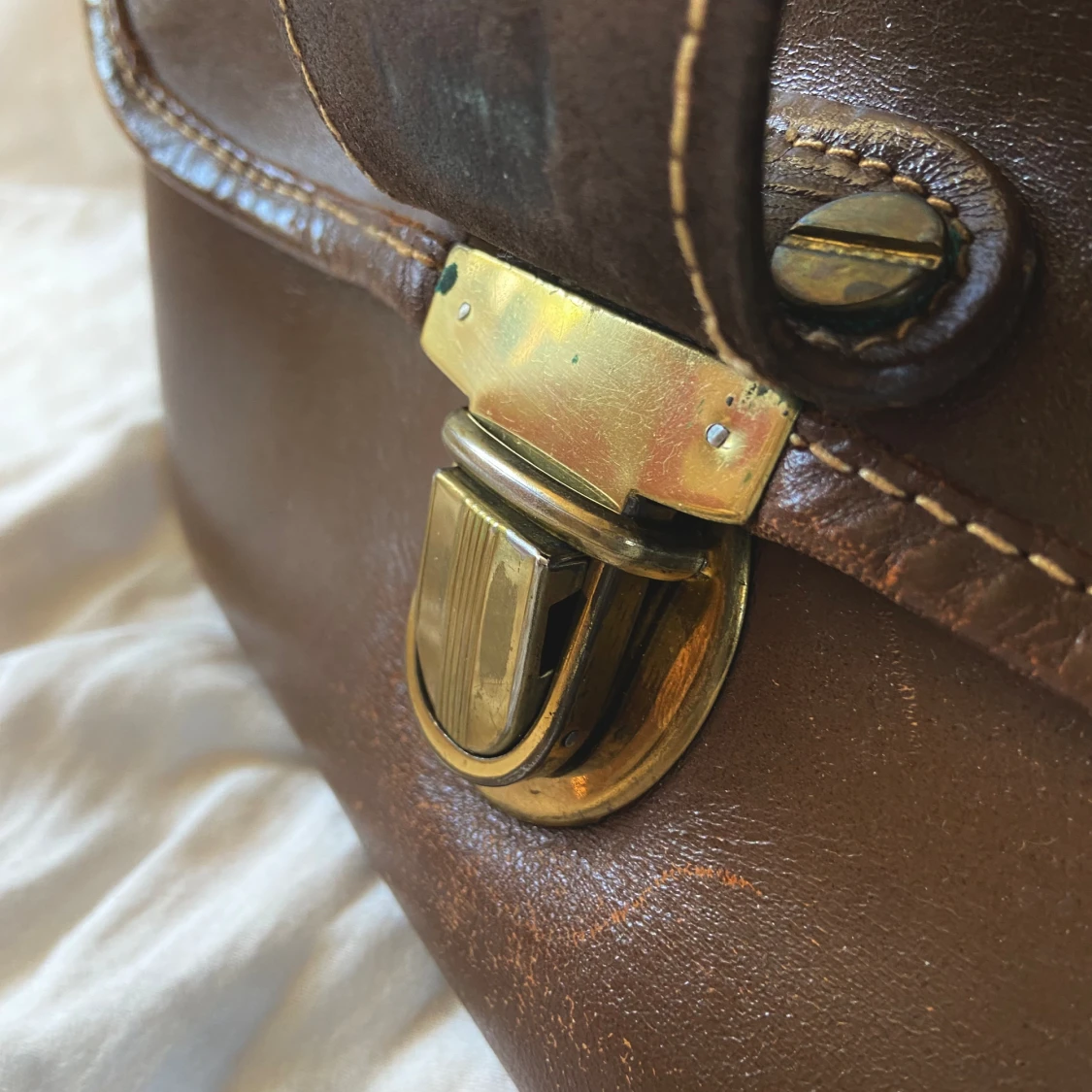 Vintage brun läderväska!  - 91