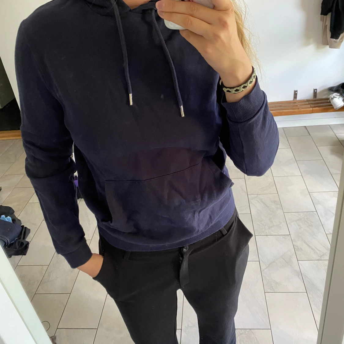 Mörkblå hoodie💝
