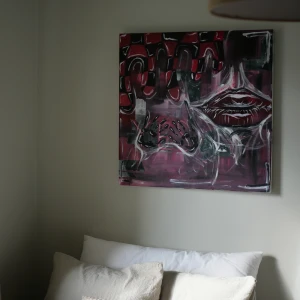 "rosa läppar" tavla - Rosa läppar tavla: akrylmålning  mått: 70cm x 70 cm 