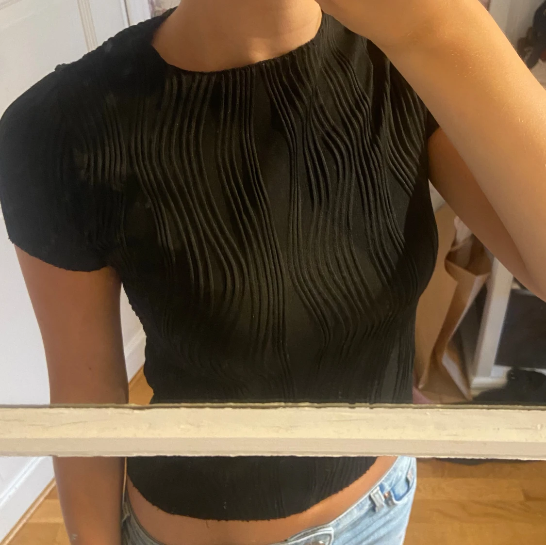 Svart ribbad topp - 91