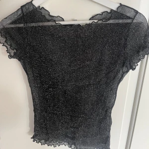 Glitteig Mesh topp - Silverglittrig mesh topp från Chiquelle. Så fin till fest! Storlek S, men passar även störr och lindre storlekar då den är väldigt stretchig  🩷